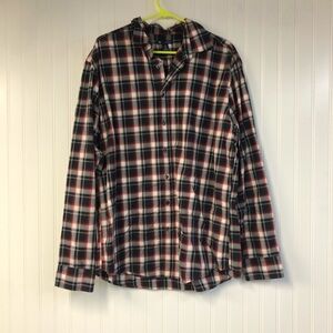 Gap Men's Black and Red Plaid Long Sleeve Button Down Shirt XL Classic Fit